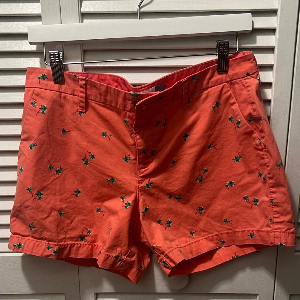 #1514=Coral Women's Shorts with Palm Tree Print - Picture 1 of 9